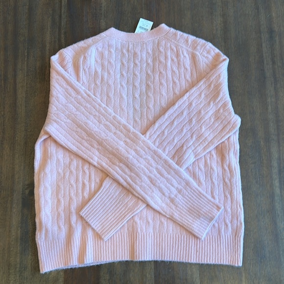 J Crew cable-knit cardigan sweater in extra-soft yarn. Size L, Light Pink, NWT - Picture 6 of 10